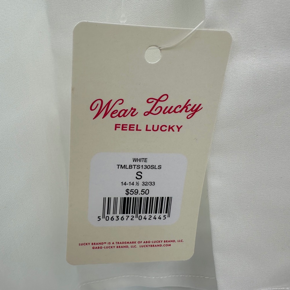 Lucky Brand Mens Slim Fit Stretch Dress Shirt White Men's Small 14-14.5 NWT New - Picture 11 of 15